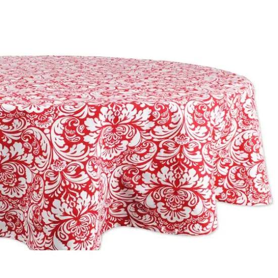 Tango Red Damask Tablecloth 70" Round {1}