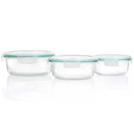 Martha Stewart Round Glass Storage Container Set with Leak Proof Lids {4}
