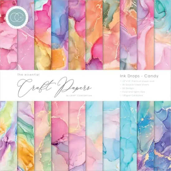 Craft Consortium Ink Drops Candy Double-Sided Paper Pad, 12" x 12" {1}
