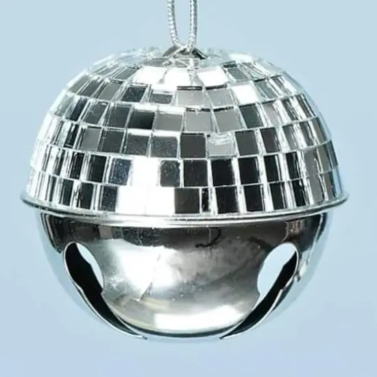 Silver Ice Disco Ball Jingle Bell Metal Ball Ornament {1}
