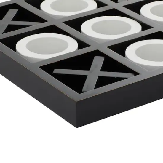 Black & White Wood Tic-Tac-Toe Game Set {6}
