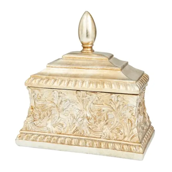 11" Gold Square Traditional Decorative Jar {1}