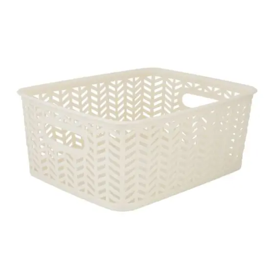 Simplify Small&nbsp;Herringbone Storage Basket, 3ct. Ivory {10}