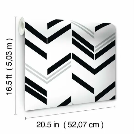 RoomMates Chevron Stripe Peel & Stick Wallpaper Black and Gray {10}