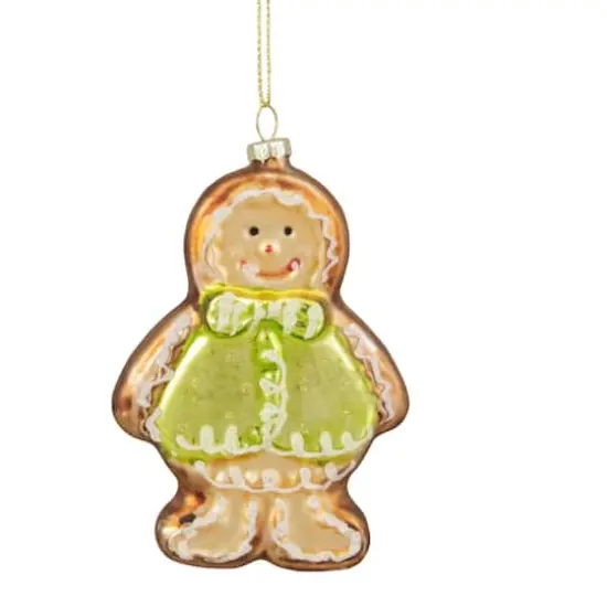 4.5" Bronze & Brown Glass Gingerbread Christmas Ornament {6}
