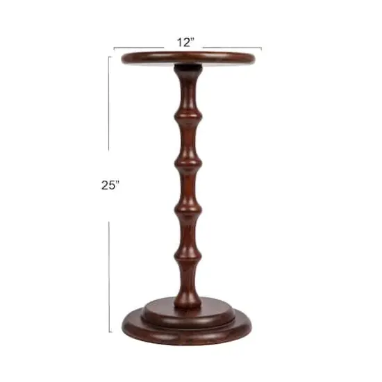 Hello Honey&reg; 25" Pedestal Cocktail Side Table Dark Chestnut {6}