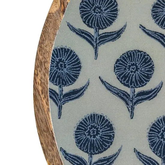 Hello Honey&reg; Blue Floral Enameled Round Mango Wood Tray Set {11}