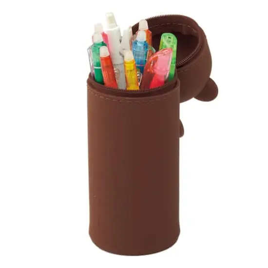 PuniLabo 9" Stand Up Silicone Animal Pen Case Brown Bear {3}