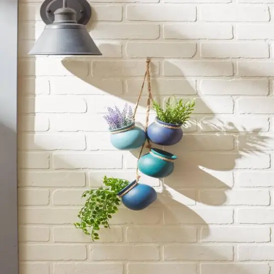 23" Garden Dangling Mini Pots Blue {6}