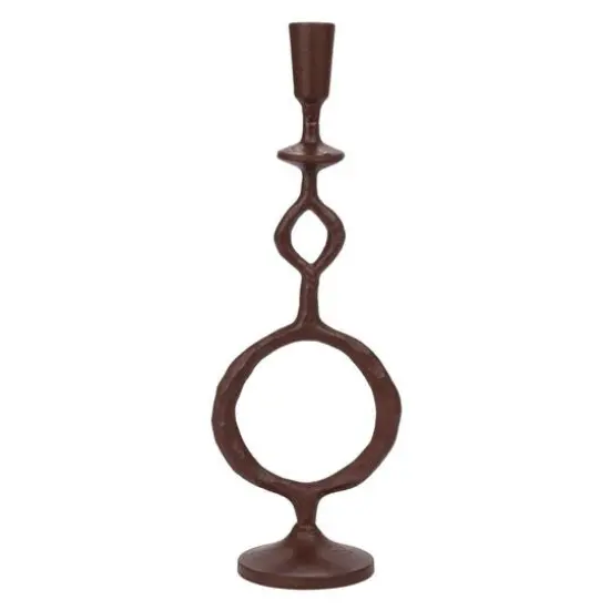 Hello Honey&reg; 15" Brown Decorative Cast Metal Taper Candle Holder {8}