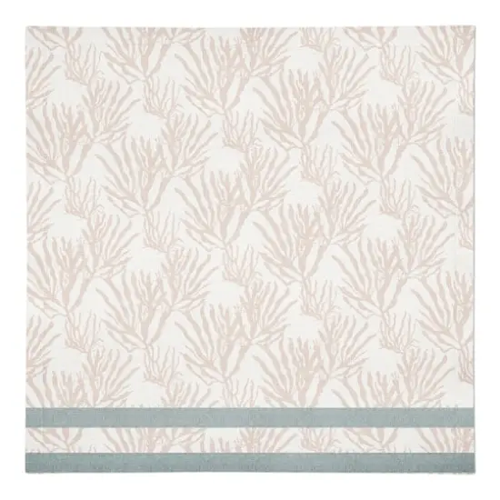 Coral & Stripe Cotton Twill Napkin Blush/Blue/White {1}