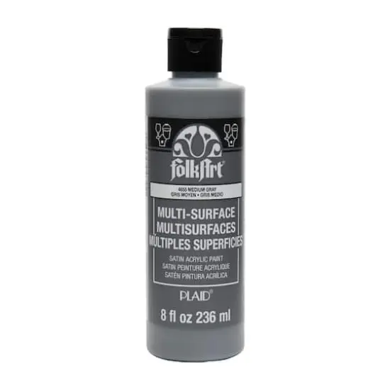 FolkArt&reg; Multi-Surface Satin Acrylic Paint, 8oz. Medium Gray {1}