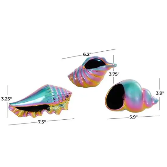 Rainbow Ceramic Shell Sculpture Set {9}