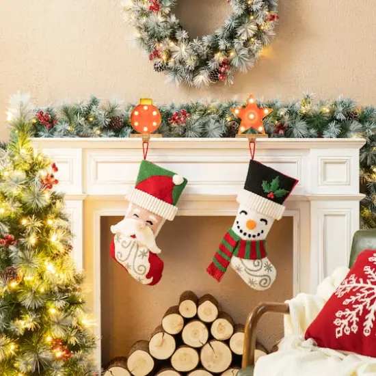 Glitzhome&reg; 20.5" Santa Hooked Stocking {5}