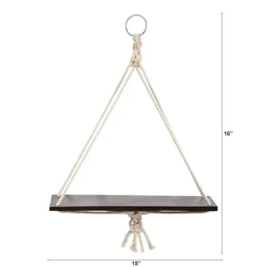 18" x 16" Hand Crafted Macrame Wall Hanging with Wooden Shelf {3}