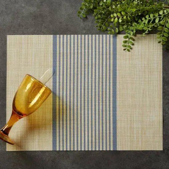 DII&reg; French Blue Middle Stripe PVC Woven Placemat, 6ct. {7}