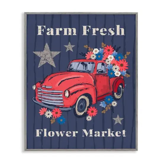 Stupell Industries Farm Fresh Patriotic Market Framed Giclee Art Gray {1}