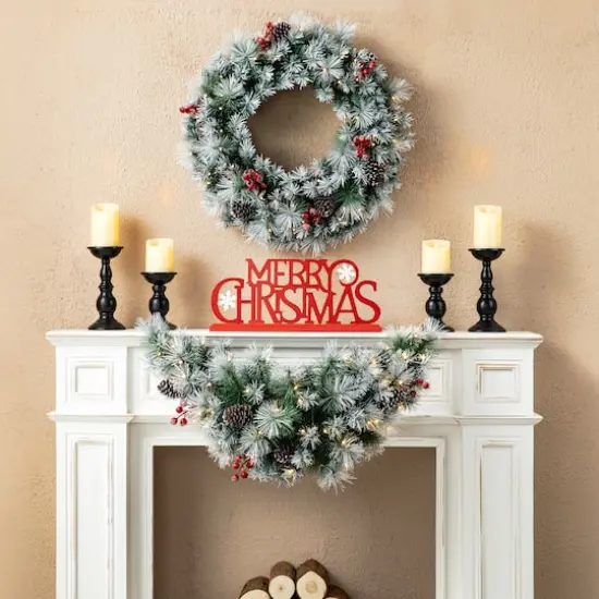 Glitzhome® 3ft, Pre-Lit Pinecones & Berries Artificial Christmas Swag {4}