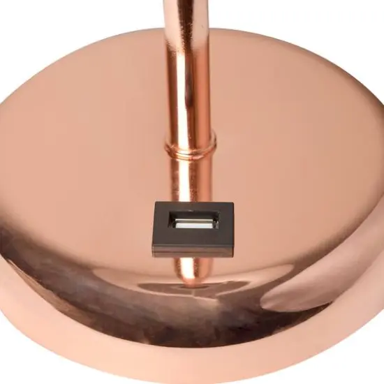 Creekwood Home 19.5" Oslo USB Port Table Lamp Rose Gold/White Shade {9}
