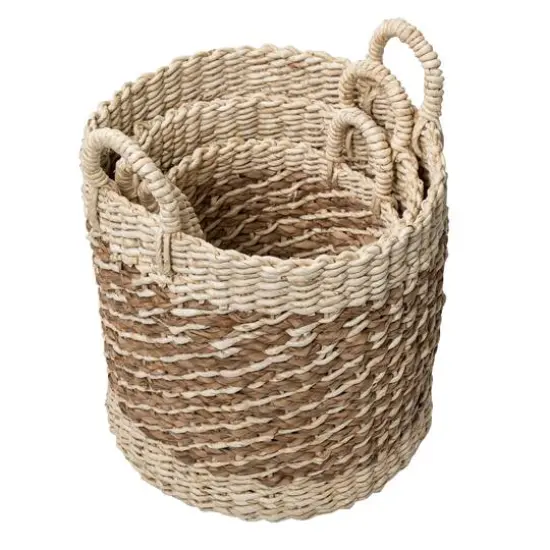Honey Can Do Coastal Collection Nesting Tea Stained Woven Basket Set {3}