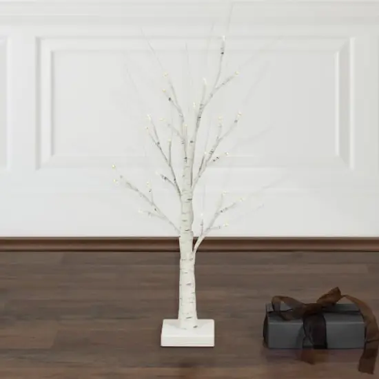 24" LED White Birch Twig Tree Decoration {4}