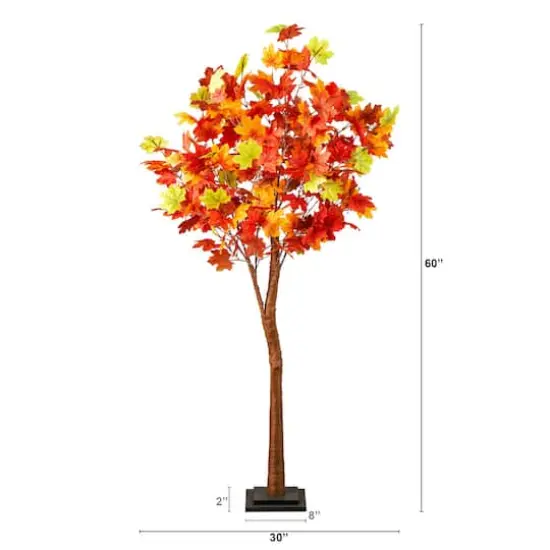 5ft. Pre-Lit Shades of Autumn Maple Artificial Fall Tree with 270 Warm White LED Lights {3}