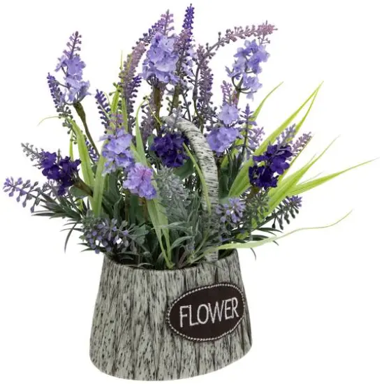 12" Lavender Bouquet in Flower Spring Basket with Handle {7}