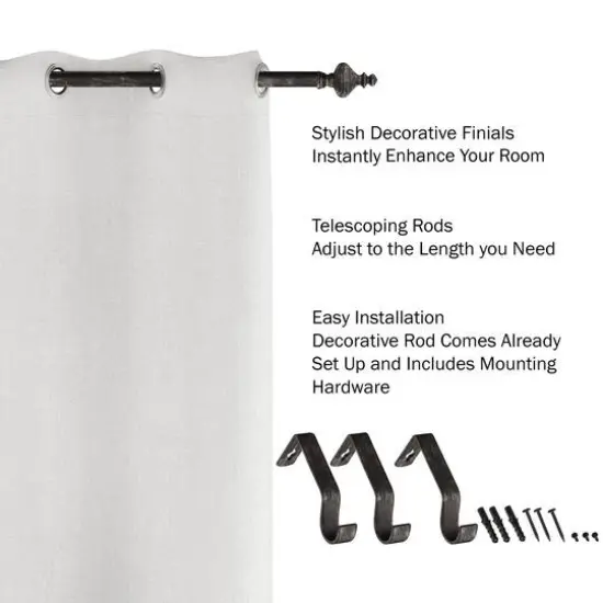 Hastings Home Black Extendable Curtain Rod with Finials {4}