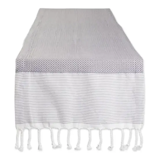 DII&reg; 72" Gray Bordered Dobby Table Runner {1}