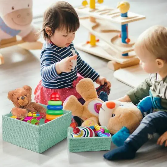 Sorbus 4-Piece Woven Rope Basket Set Teal {5}