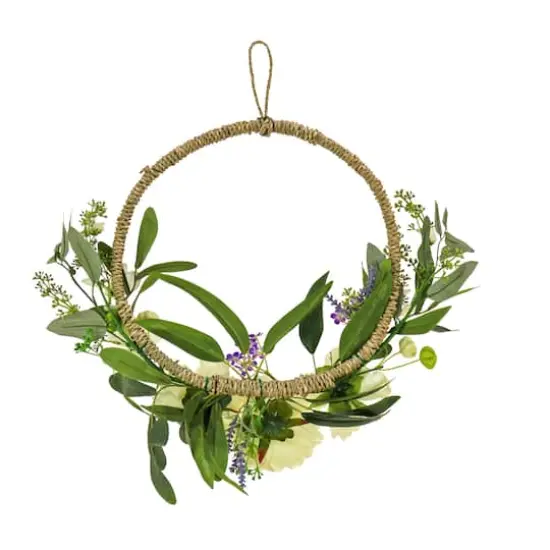 18" Spring Peony & Mini Blossoms Hoop Wreath {5}