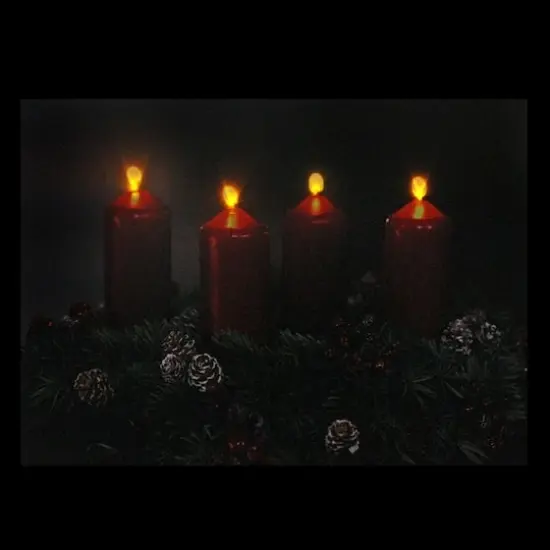 Pre-Lit Red And Black LED Flickering Candle Christmas Wall Art {3}