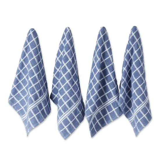 DII&reg; Solid Windowpane Terry Dishtowels, 4ct. Stonewash Blue {1}
