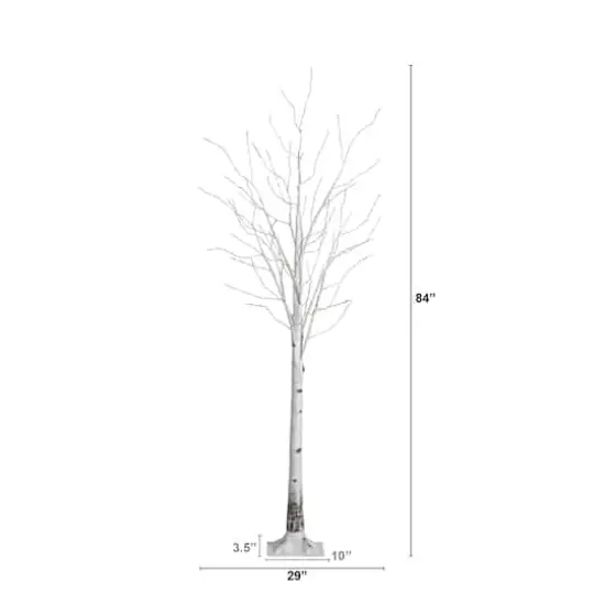 7ft. Pre-Lit White Birch Artificial Christmas Tree, Warm White LED Lights {3}