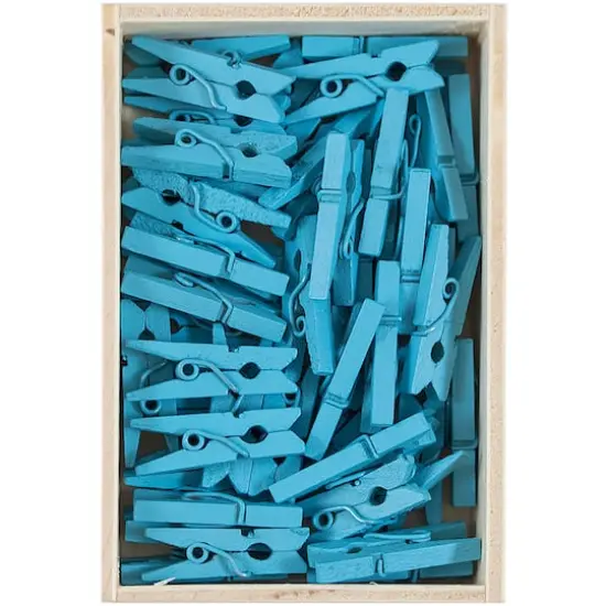 JAM Paper 7/8" Wood Clothespins, 100ct. Blue {1}