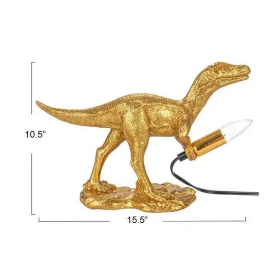 Hello Honey&reg; 15.4" Gold Colored Dinosaur Table Lamp {5}