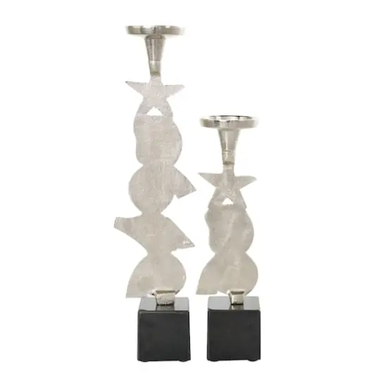 Aluminum Seashell Candle Holder Set Silver {7}