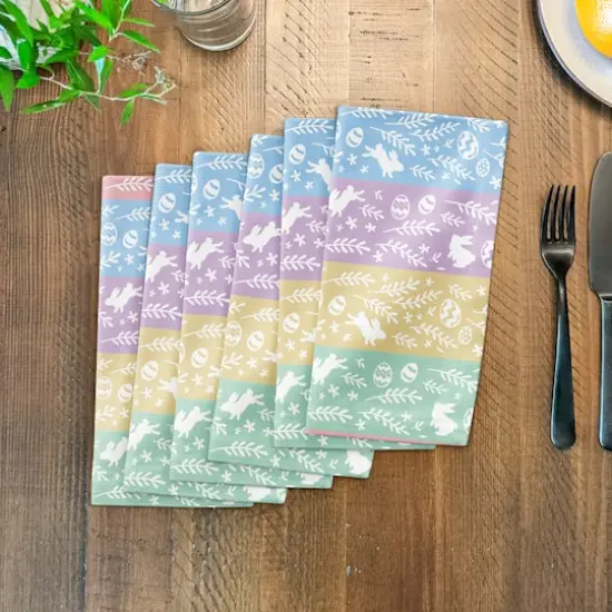 Botanical Bunny Stripes 10" x 10" Cotton Twill Napkin {4}