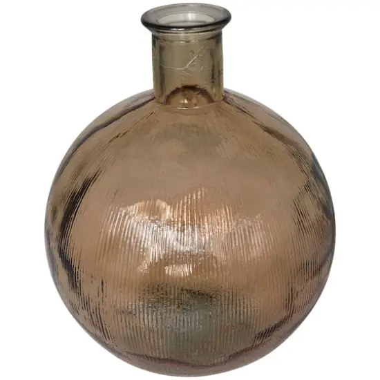 17" Brown Ribbed Spanish Bottle Recycled Glass Vase {3}