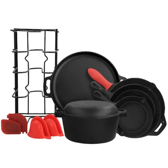 MegaChef 12 Piece Round PreSeasoned Cast Iron Cookware Set {1}
