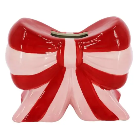 8" Pink Stripe Bow Ceramic Container by Ashland&reg; {1}