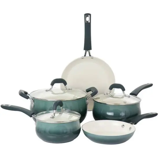 Oster Corbett 8-Piece Blue Nonstick Aluminum Cookware Set {1}