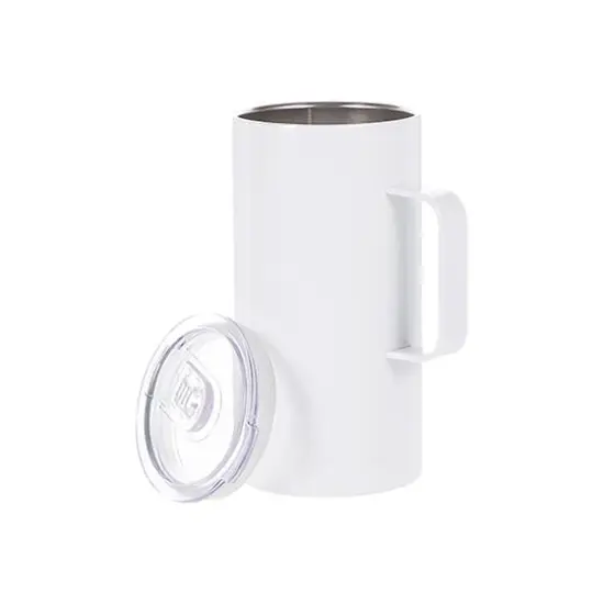 Craft Express 20oz. White Stainless Steel Mug with Handle and Slide Lid, 4ct. {4}