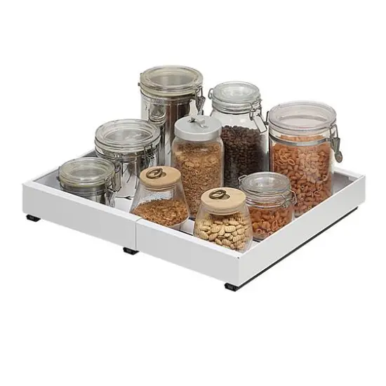 SunnyPoint Pull-Out Cabinet Organizer Expandable Drawer Shelf White {5}