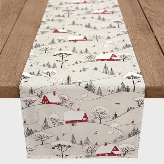 Snowy Village 16x72 Poly Twill Table Runner {3}