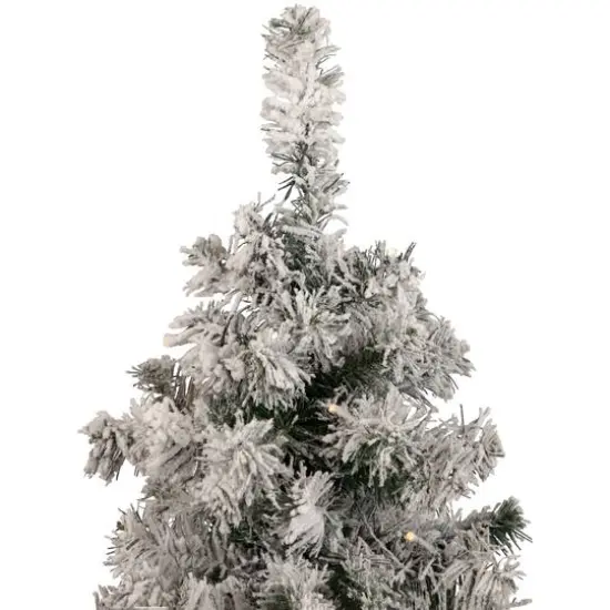 3ft. Pre-Lit Heavy Flocked Pine Artificial Christmas Tree, Warm White LED Lights {6}