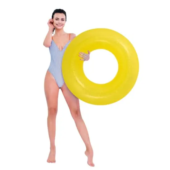 Pool Central 35" Inflatable Inner Tube Pool Float Yellow {4}