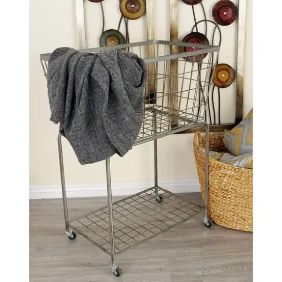 Gray Industrial Metal Storage Cart {7}