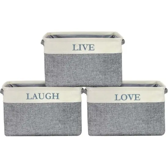 Sorbus 11" Gray Twill Caps Love Live Laugh Storage Basket Set {4}