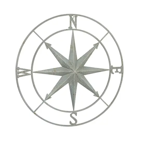 Hello Honey&reg; Metal Compass Wall, Distressed Aqua {1}